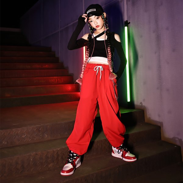 画像1: 【セットアップ】RED SLIT PANTS STREET DANCE SETS (1)