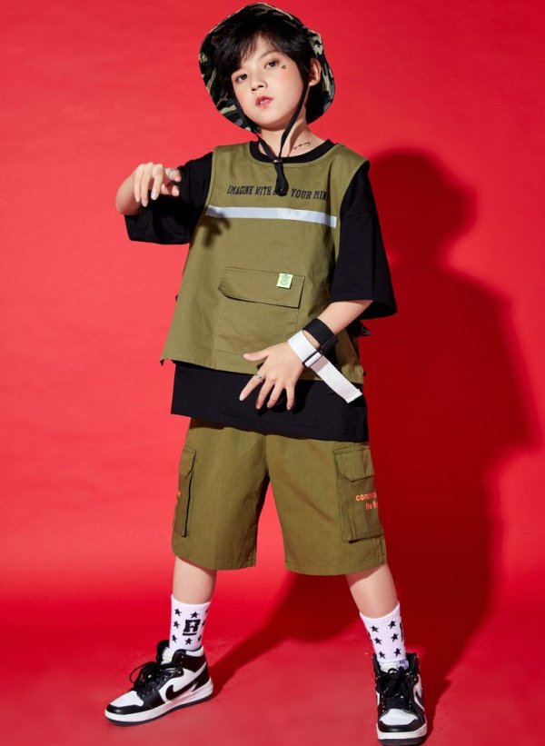 画像1: Khaki VEST HIPHOP SETS (1)