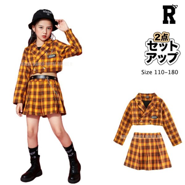 画像1: 【セットアップ】ORANGE CHECK GIRLS SETS (1)