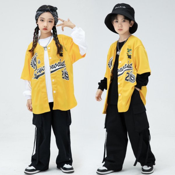 画像1: UNIFORM HIPHOP YELLOW SHIRTS SET (1)