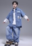 画像2: デニム ヒップホップ キッズダンス衣装 (2)